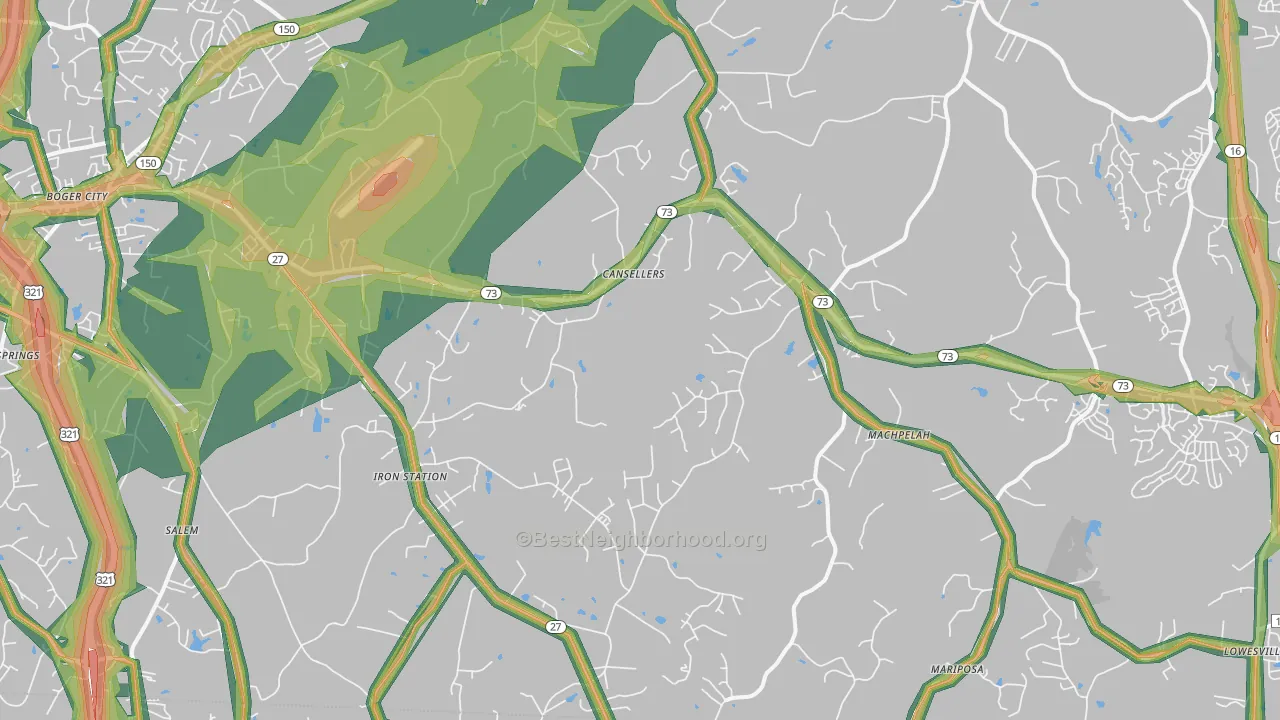 Iron Station, NC Map of Noise Levels in Iron Station