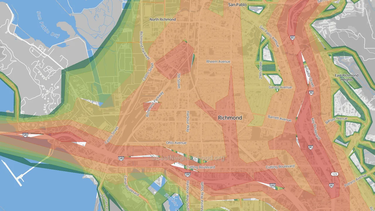 Iron Triangle, Richmond, CA Map of Noise Levels in Iron Triangle