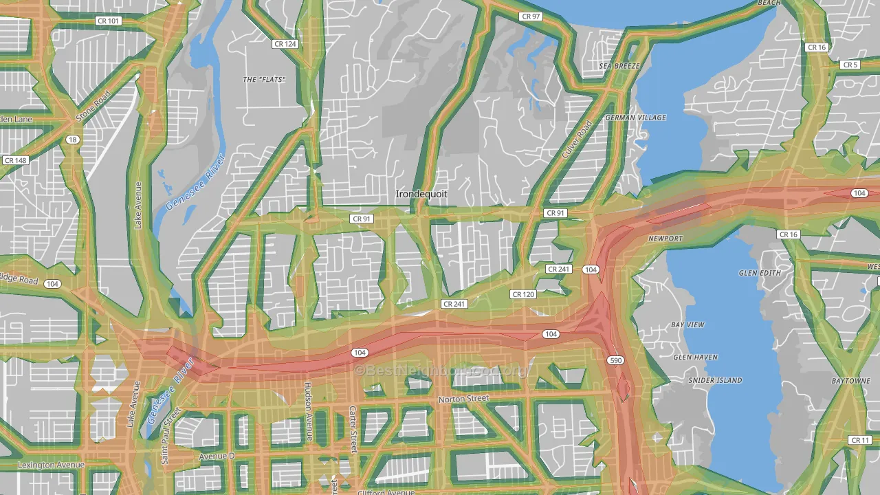 Irondequoit, NY Map of Noise Levels in Irondequoit