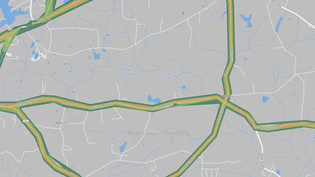 Ironhill, NC Map of Noise Levels in Ironhill