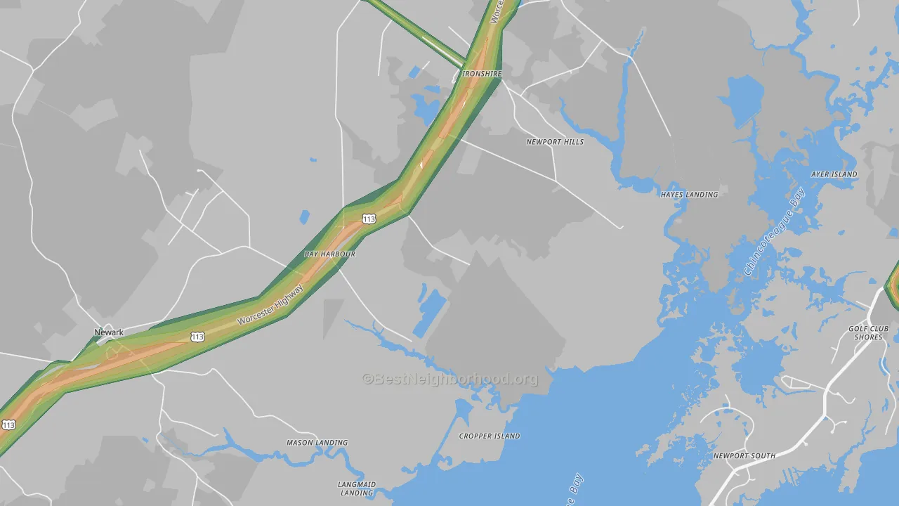 Ironshire, MD Map of Noise Levels in Ironshire