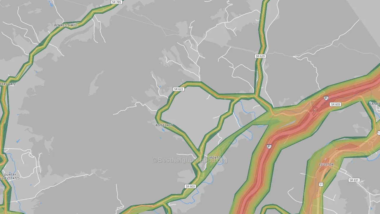 Ironto, VA Map of Noise Levels in Ironto