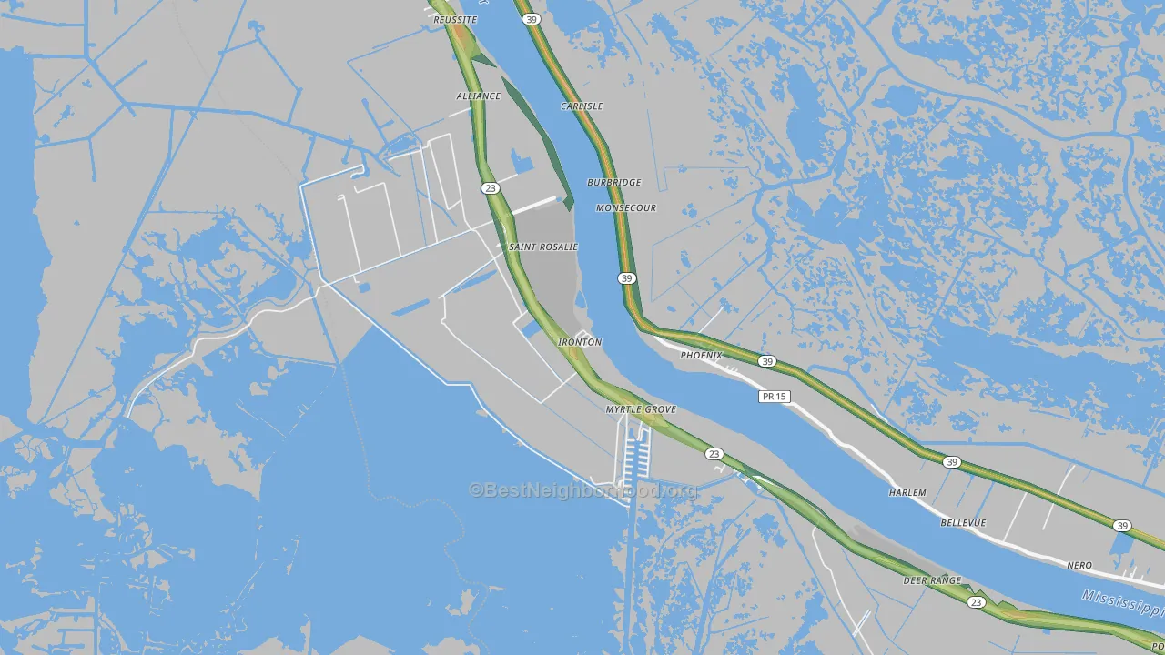 Ironton, LA Map of Noise Levels in Ironton