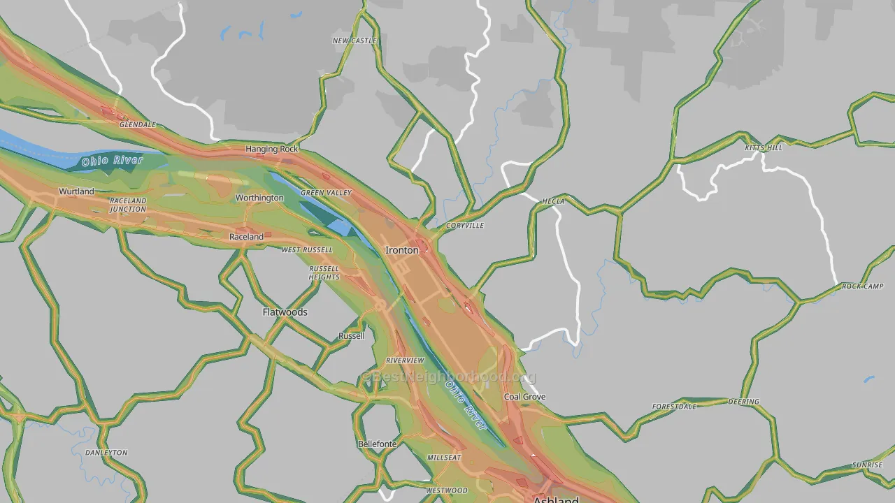 Ironton, OH Map of Noise Levels in Ironton