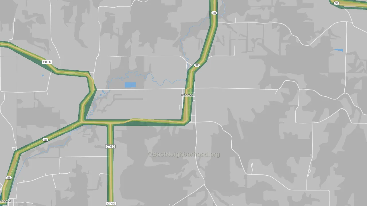 Ironton, WI Map of Noise Levels in Ironton