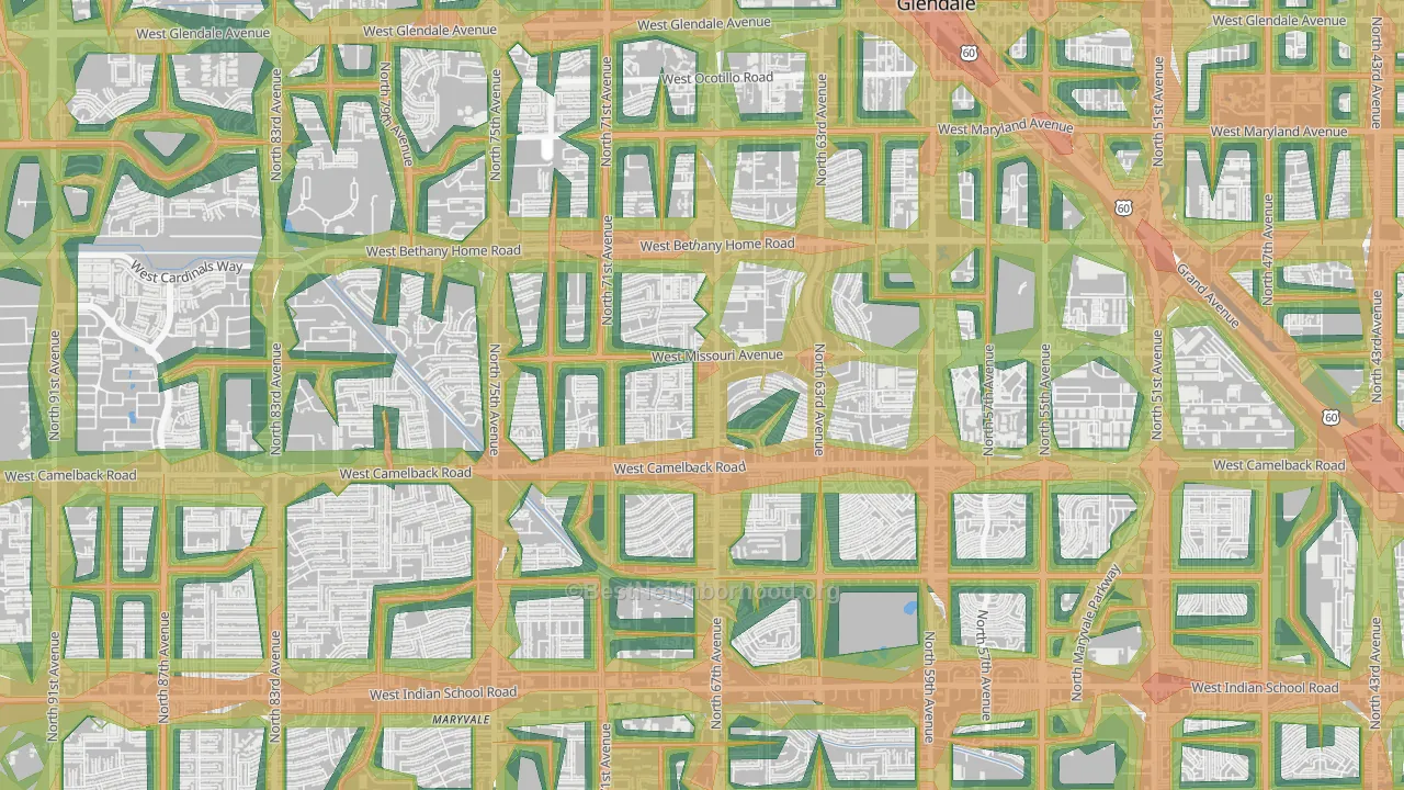 Ironwood Terrace, Glendale, AZ Map of Noise Levels in Ironwood Terrace