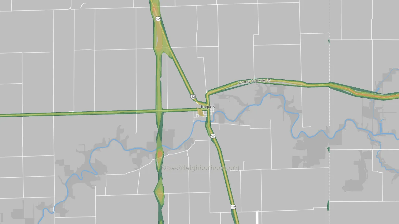 Iroquois, IL Map of Noise Levels in Iroquois