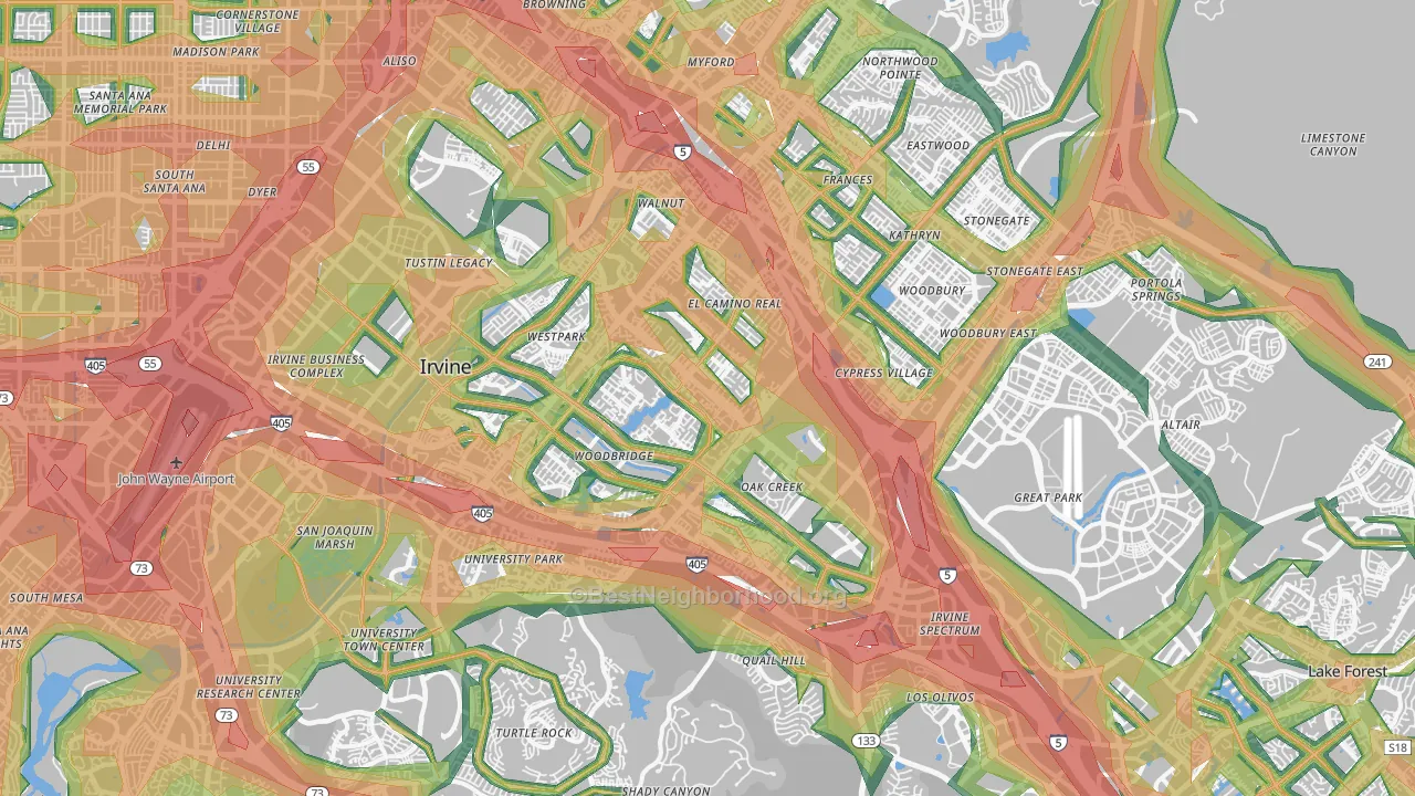 Irvine, CA Map of Noise Levels in Irvine