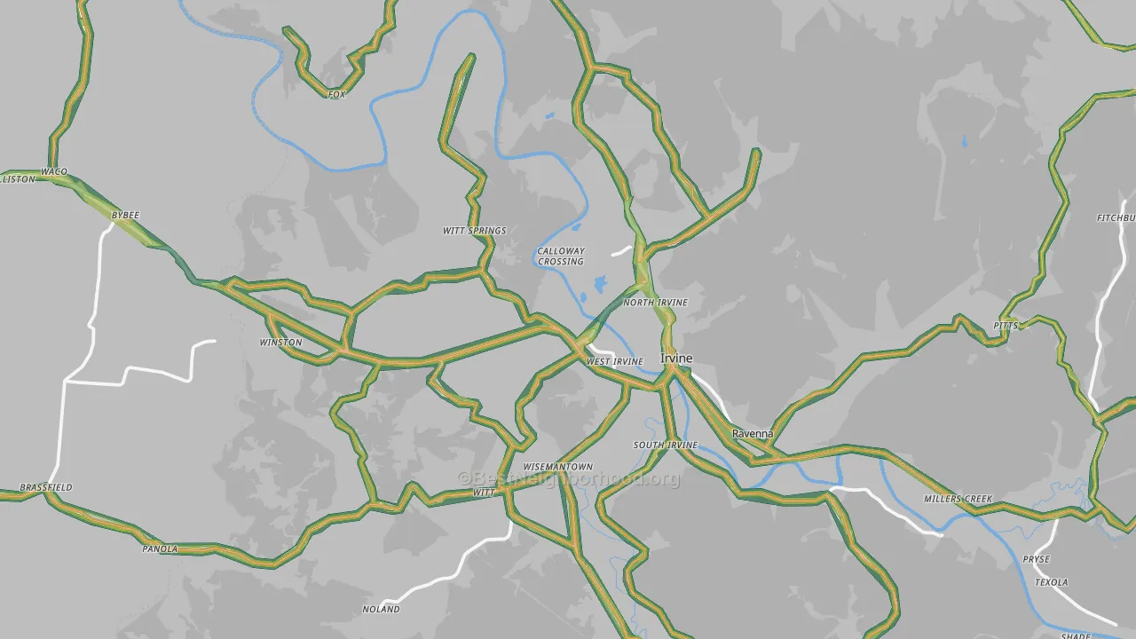 Irvine, KY Map of Noise Levels in Irvine