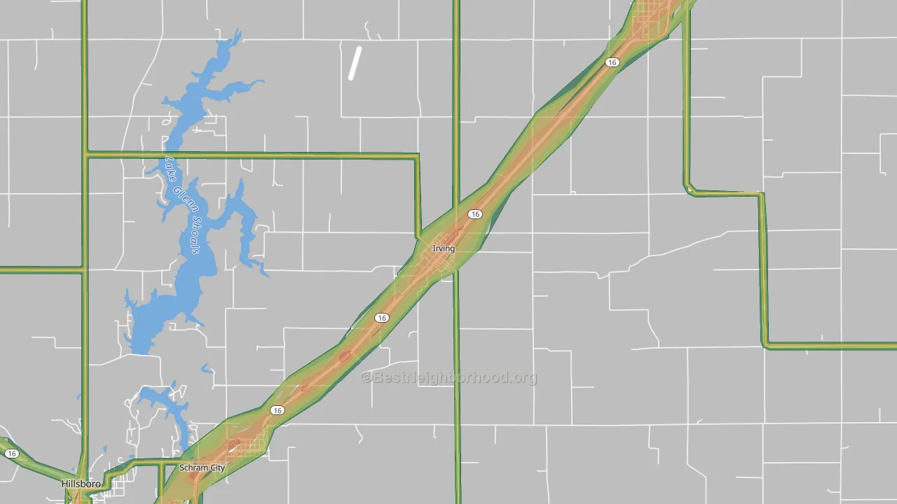 Irving, IL Map of Noise Levels in Irving
