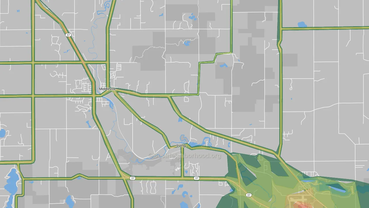 Irving, MI Map of Noise Levels in Irving