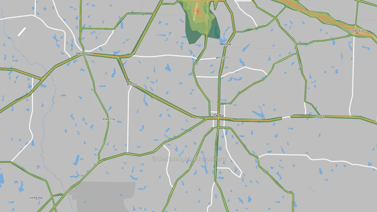 Irwin County, GA Map of Noise Levels in Irwin County