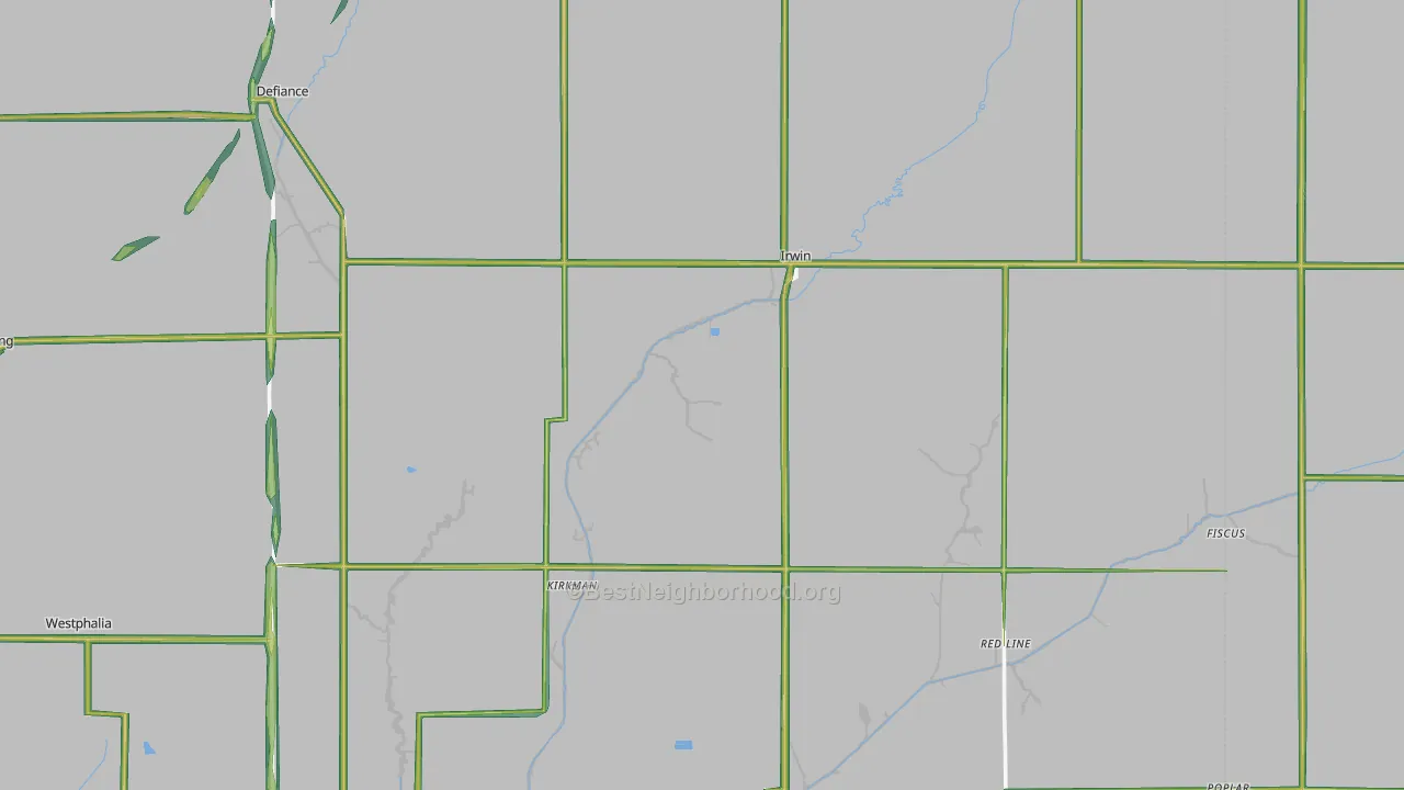 Irwin, IA Map of Noise Levels in Irwin