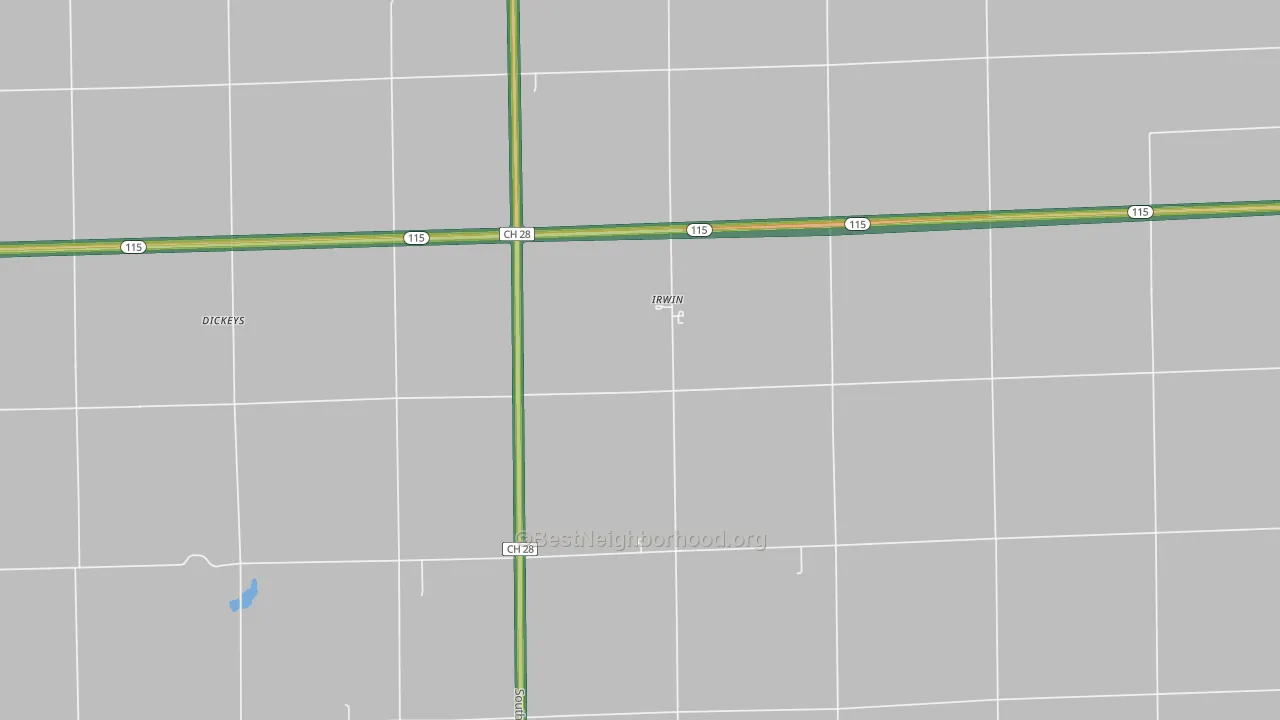 Irwin, IL Map of Noise Levels in Irwin