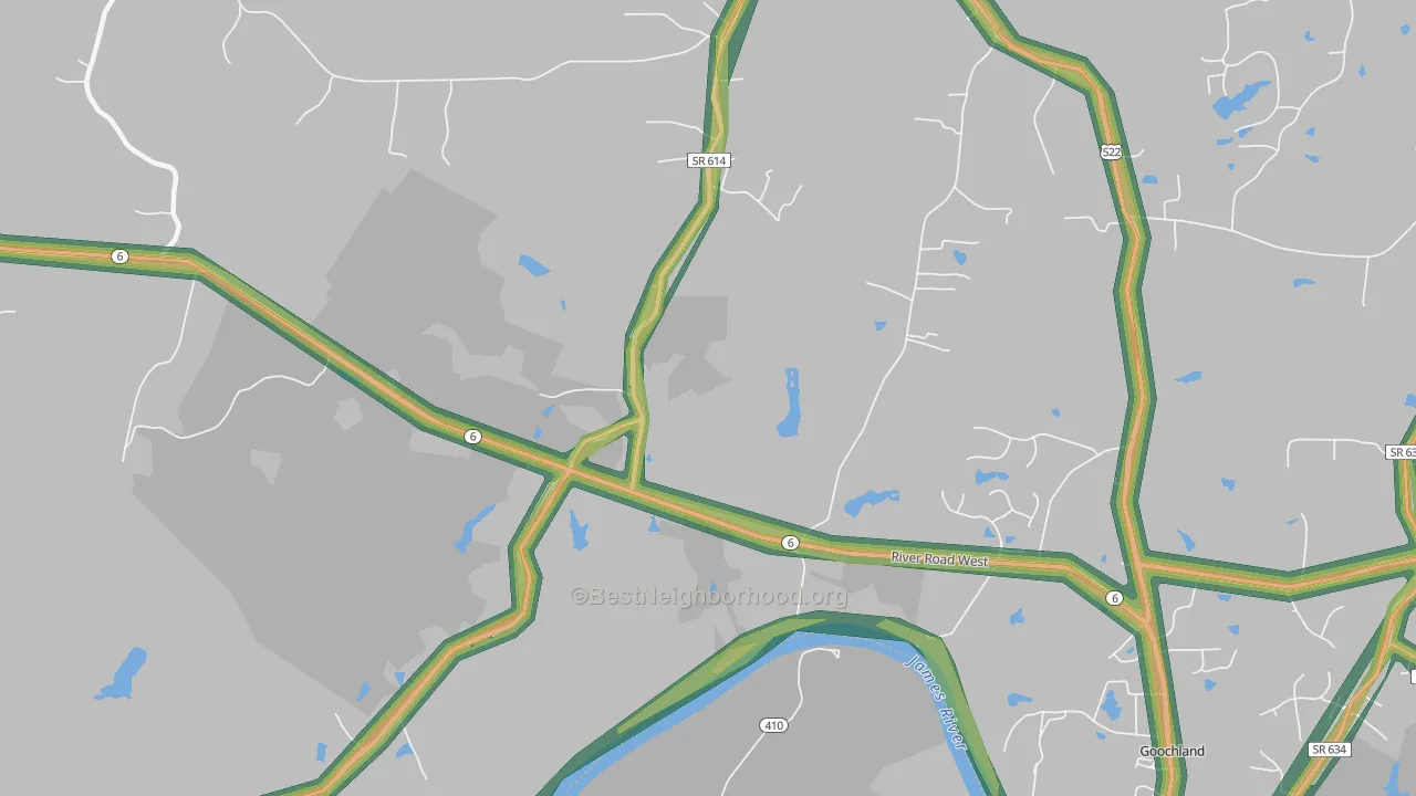 Irwin, VA Map of Noise Levels in Irwin