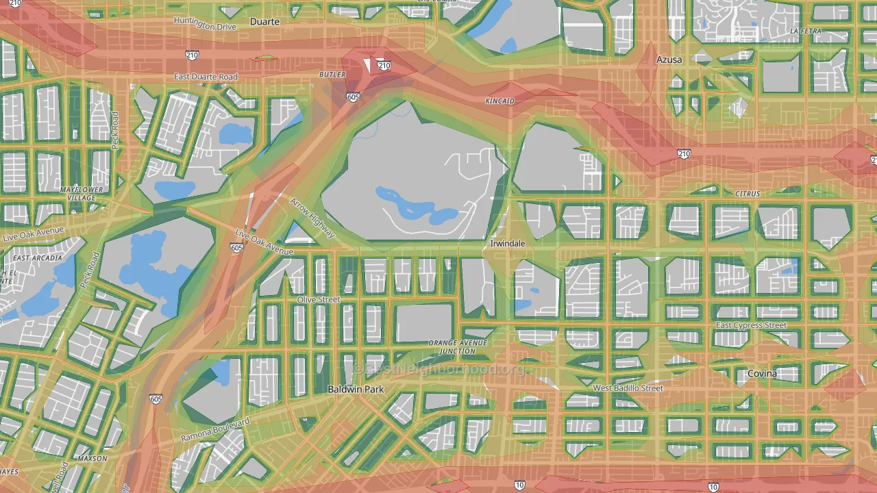 Irwindale, CA Map of Noise Levels in Irwindale