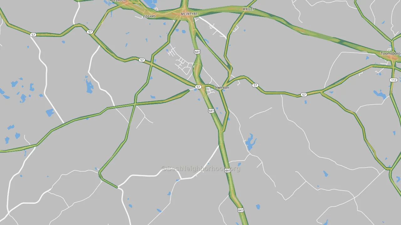 Irwinton, GA Map of Noise Levels in Irwinton