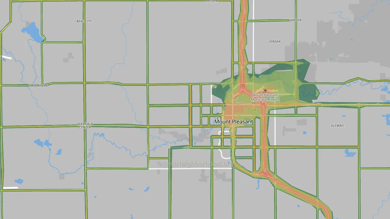 Isabella County, MI Map of Noise Levels in Isabella County
