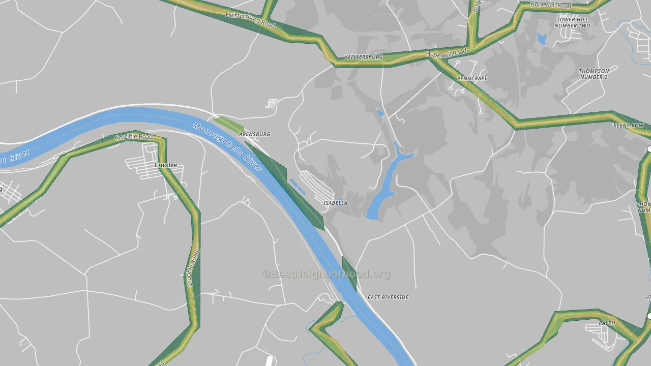 Isabella, PA Map of Noise Levels in Isabella