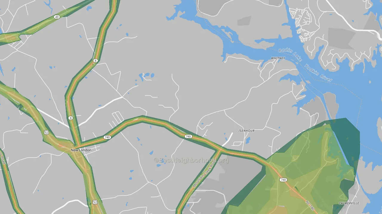 Isenhour, NC Map of Noise Levels in Isenhour