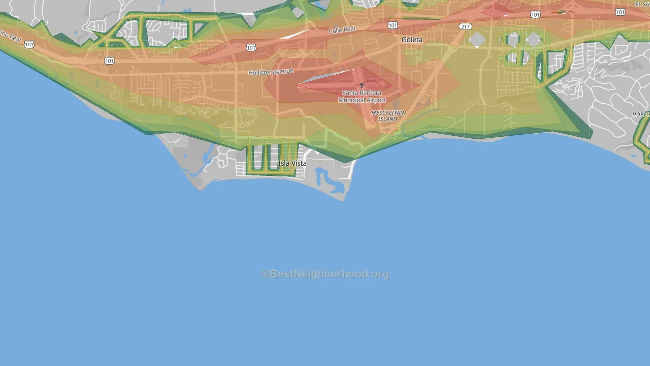 Isla Vista, CA Map of Noise Levels in Isla Vista