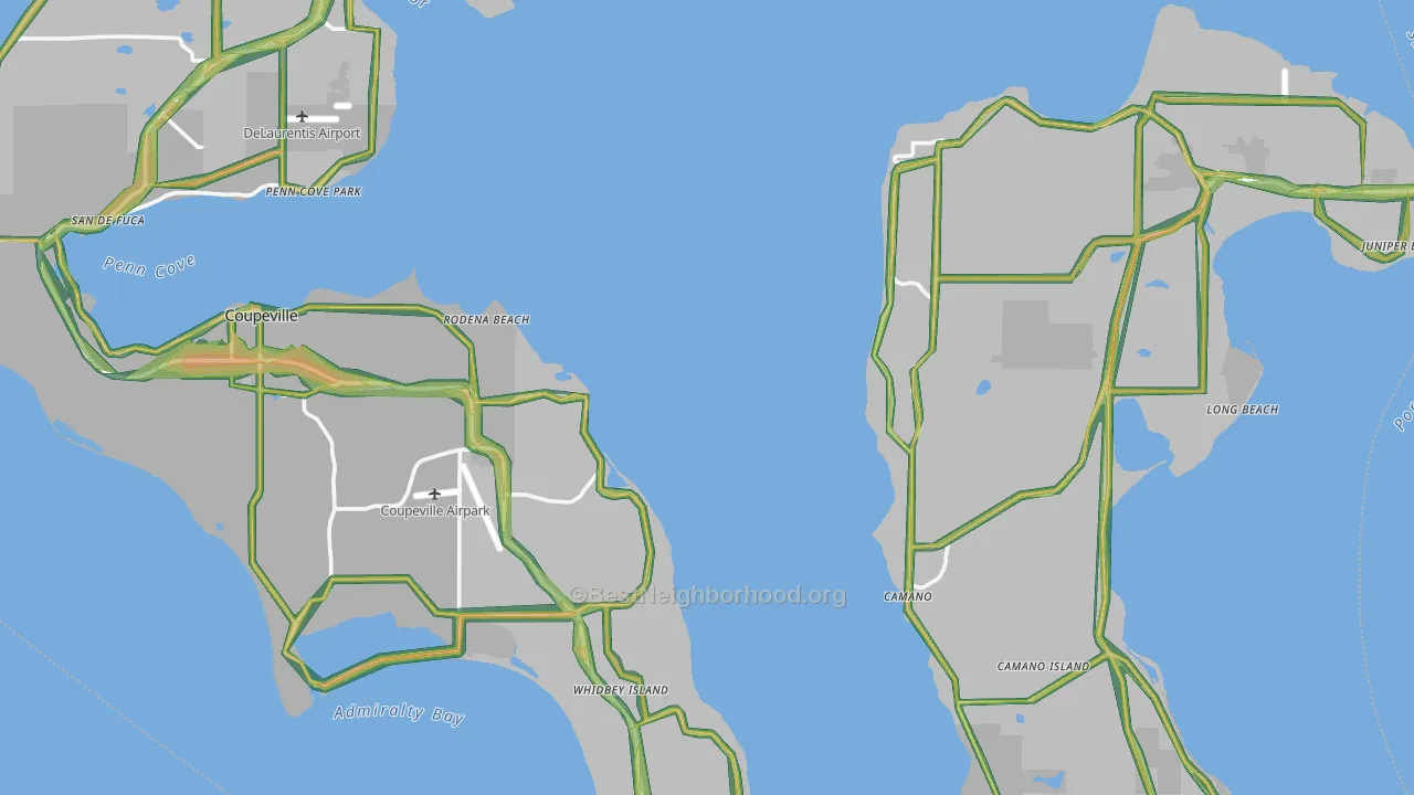 Island County, WA Map of Noise Levels in Island County
