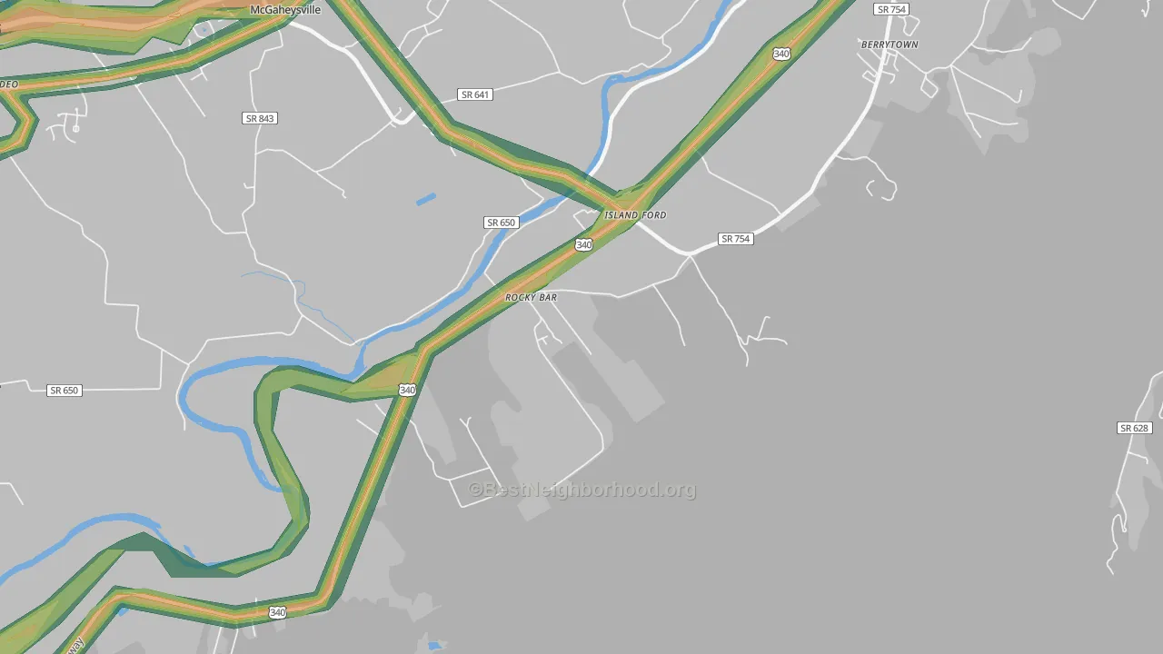Island Ford, VA Map of Noise Levels in Island Ford