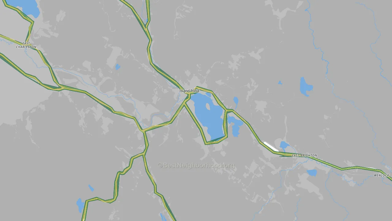 Island Pond, VT Map of Noise Levels in Island Pond