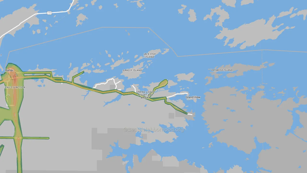 Island View, MN Map of Noise Levels in Island View