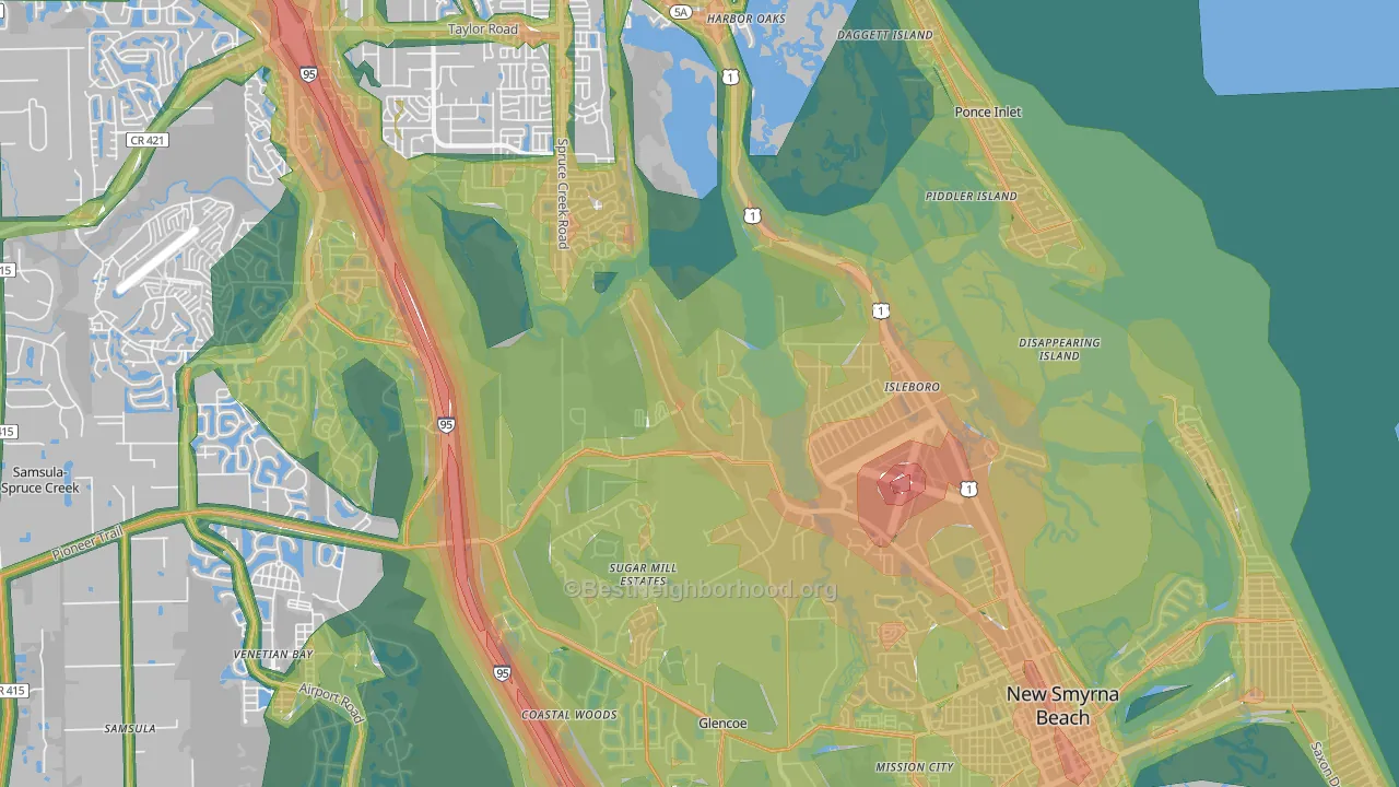 Isleboro, FL Map of Noise Levels in Isleboro