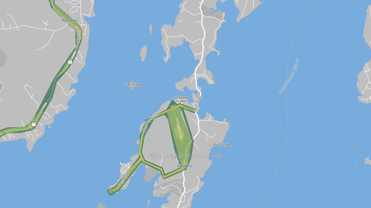 Islesboro, ME Map of Noise Levels in Islesboro