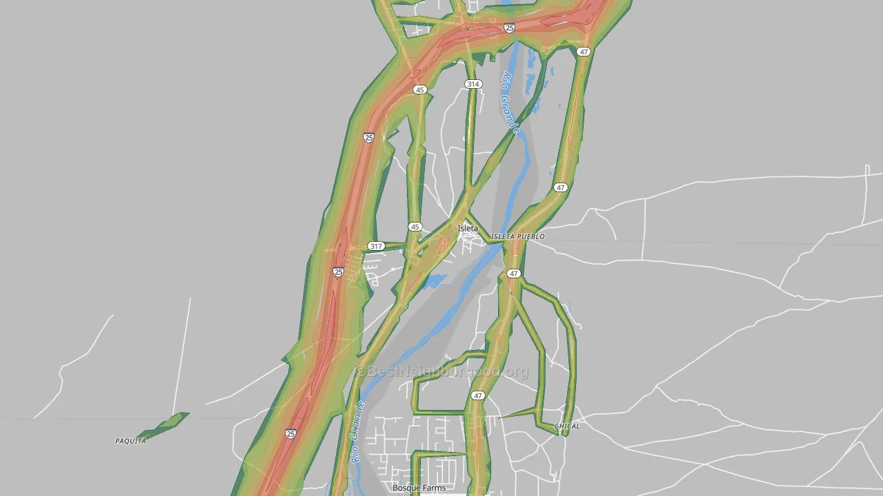 Isleta, NM Map of Noise Levels in Isleta