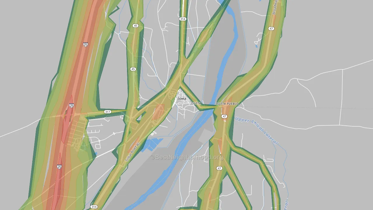 Isleta Village Proper, NM Map of Noise Levels in Isleta Village Proper