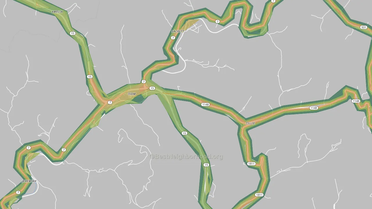 Isom, KY Map of Noise Levels in Isom