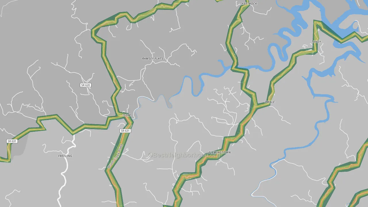 Isom, VA Map of Noise Levels in Isom