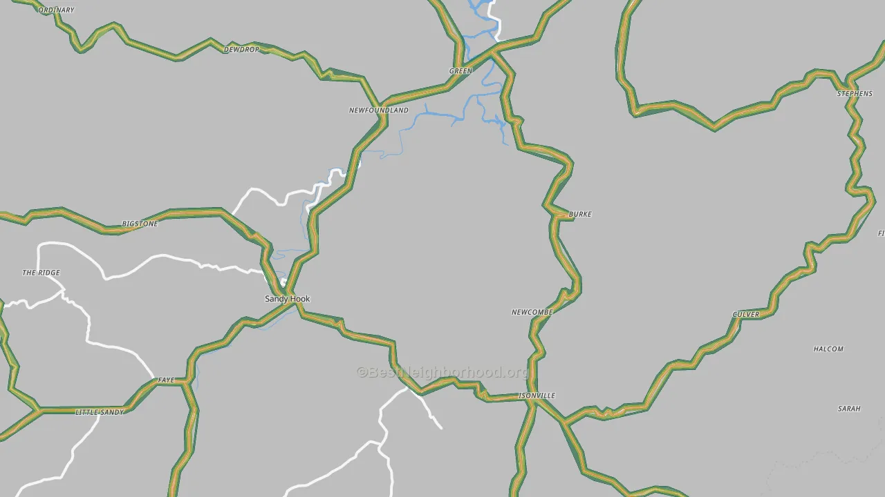 Isonville, KY Map of Noise Levels in Isonville