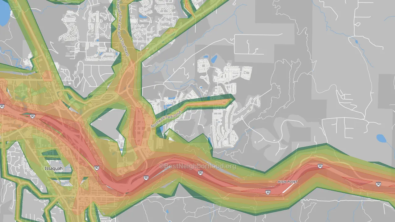 Issaquah Highlands, Issaquah, WA Map of Noise Levels in Issaquah Highlands