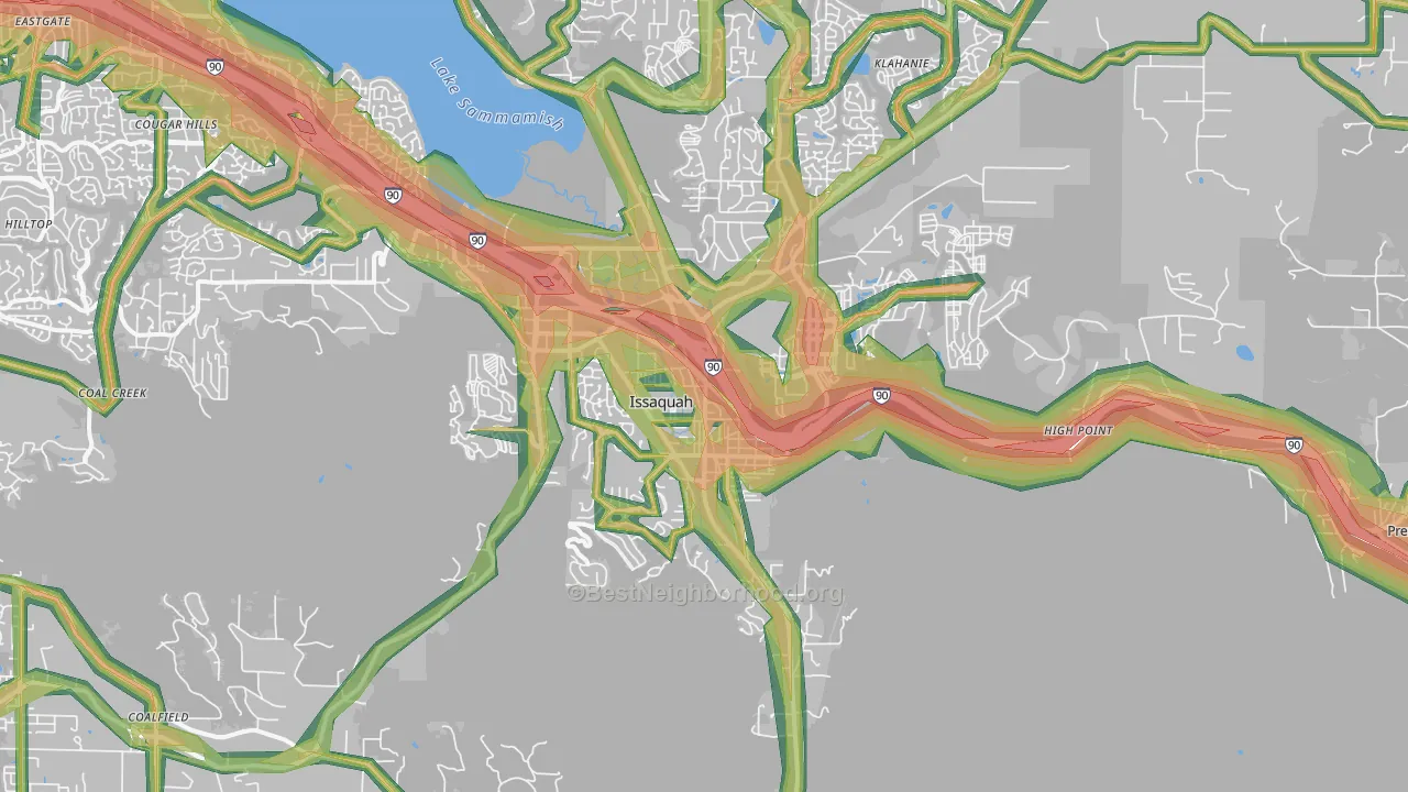 Issaquah, WA Map of Noise Levels in Issaquah