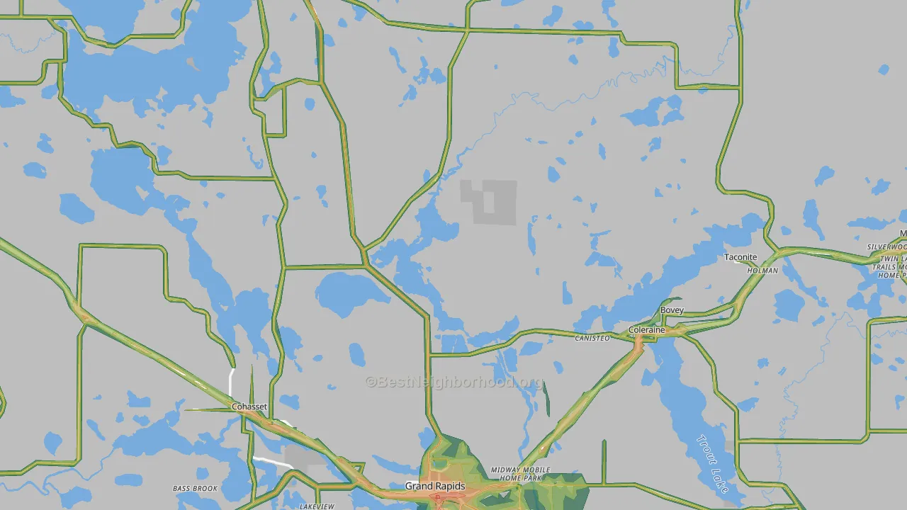 Itasca County, MN Map of Noise Levels in Itasca County