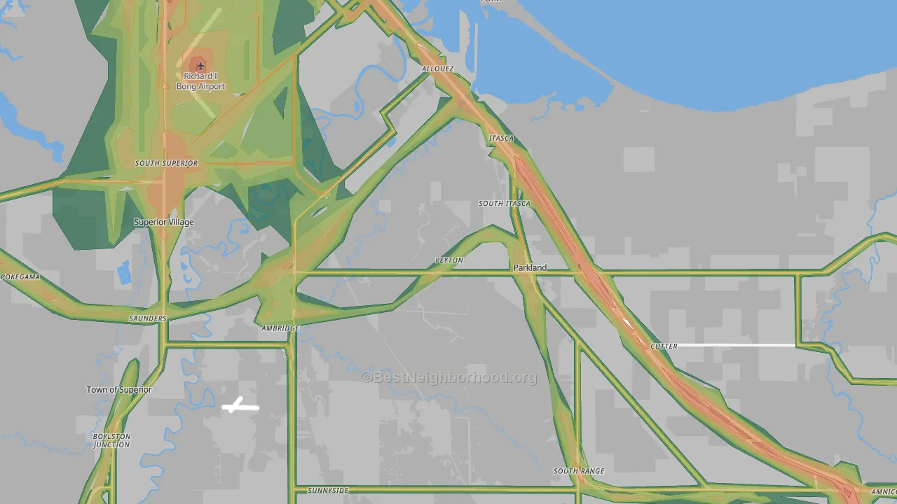 Itasca, WI Map of Noise Levels in Itasca