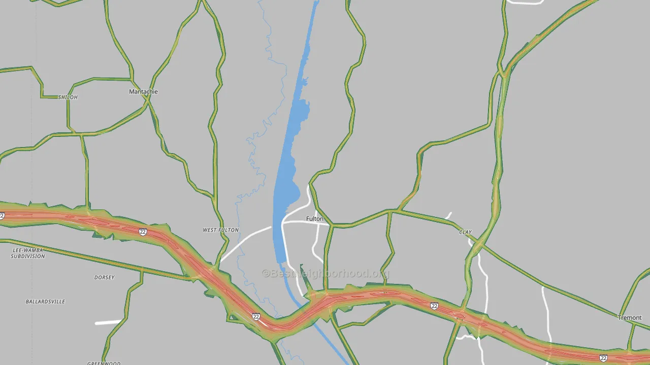 Itawamba County, MS Map of Noise Levels in Itawamba County