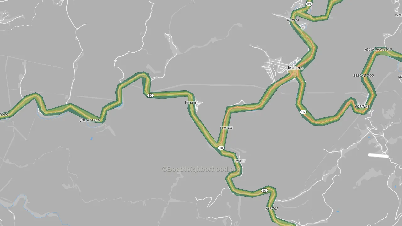 Itmann, WV Map of Noise Levels in Itmann