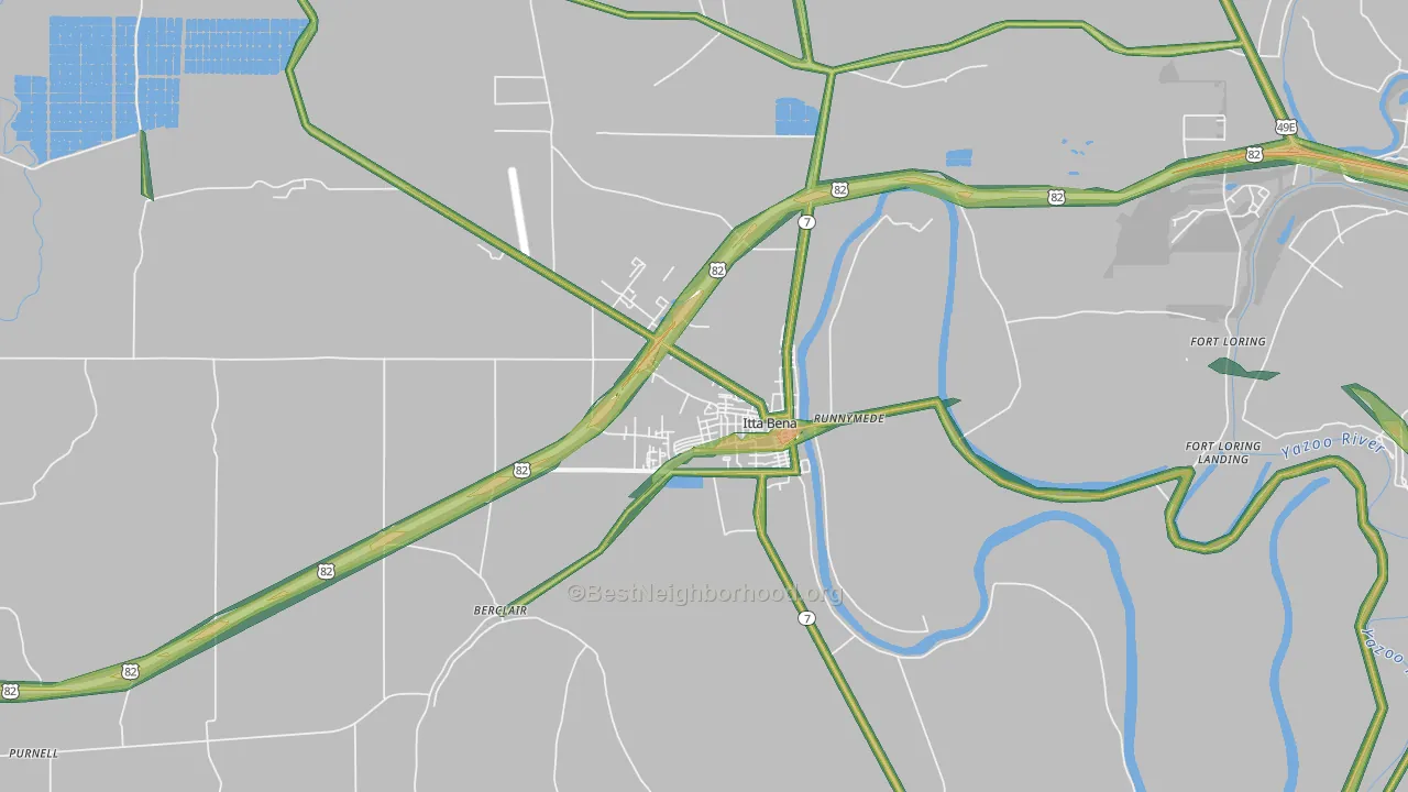 Itta Bena, MS Map of Noise Levels in Itta Bena