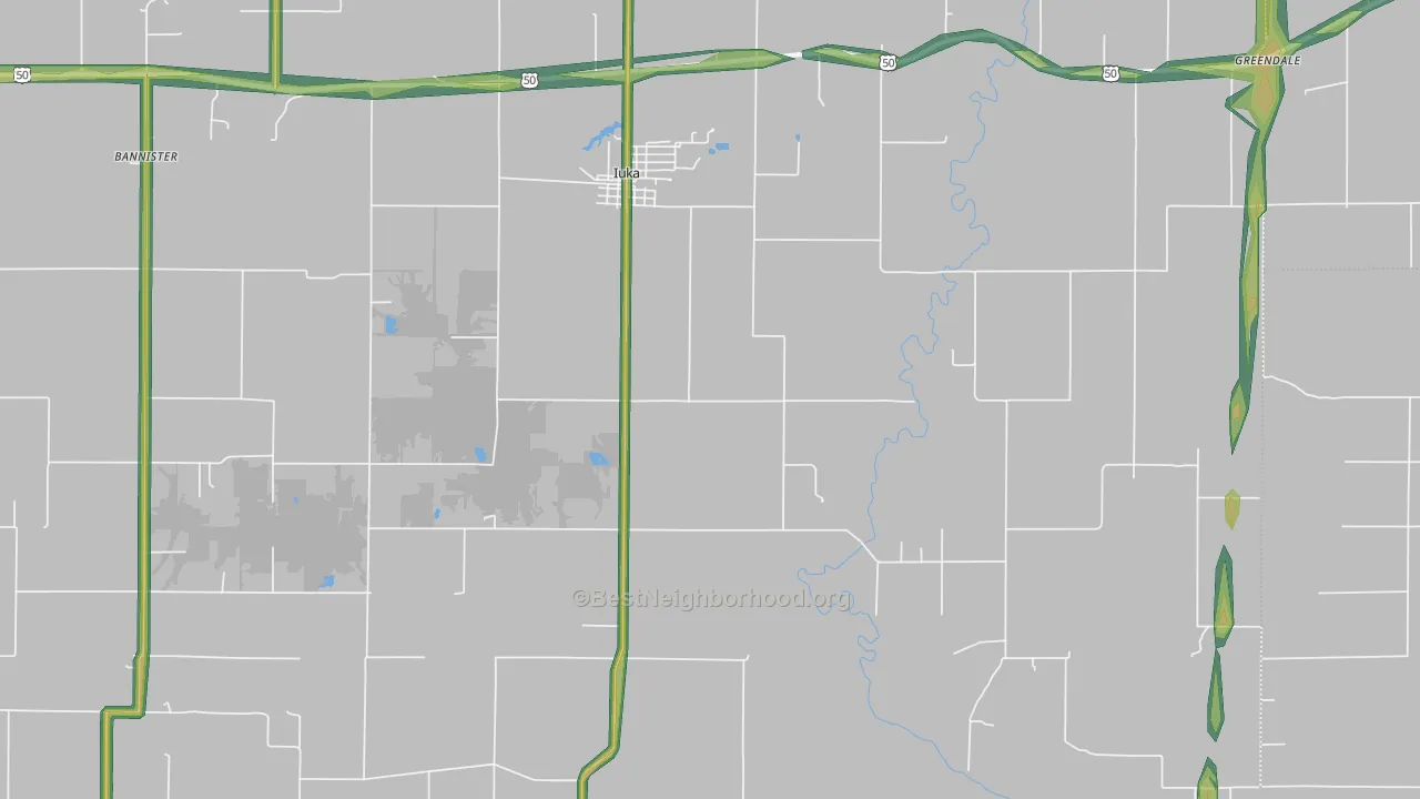 Iuka, IL Map of Noise Levels in Iuka