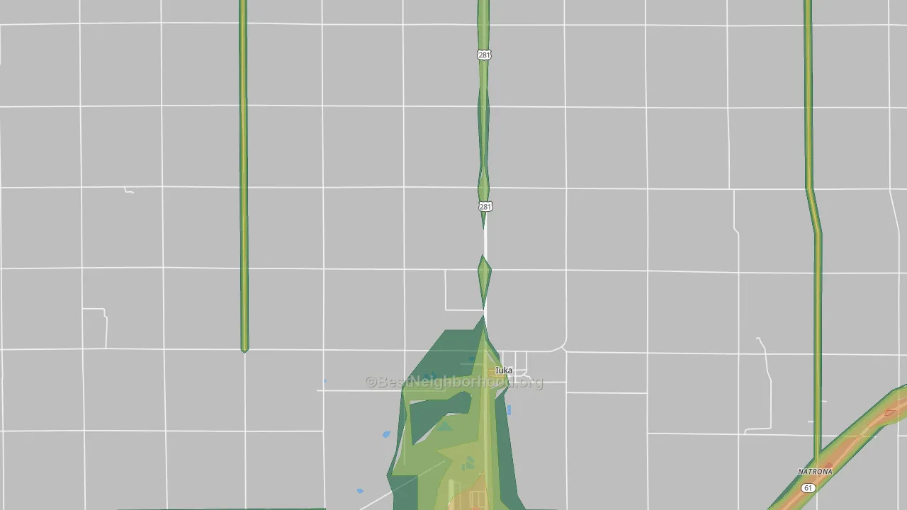 Iuka, KS Map of Noise Levels in Iuka