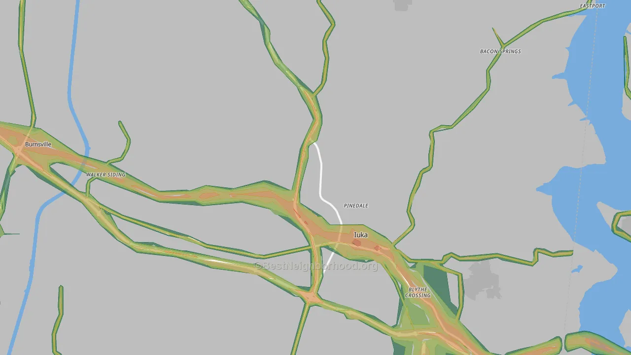 Iuka, MS Map of Noise Levels in Iuka
