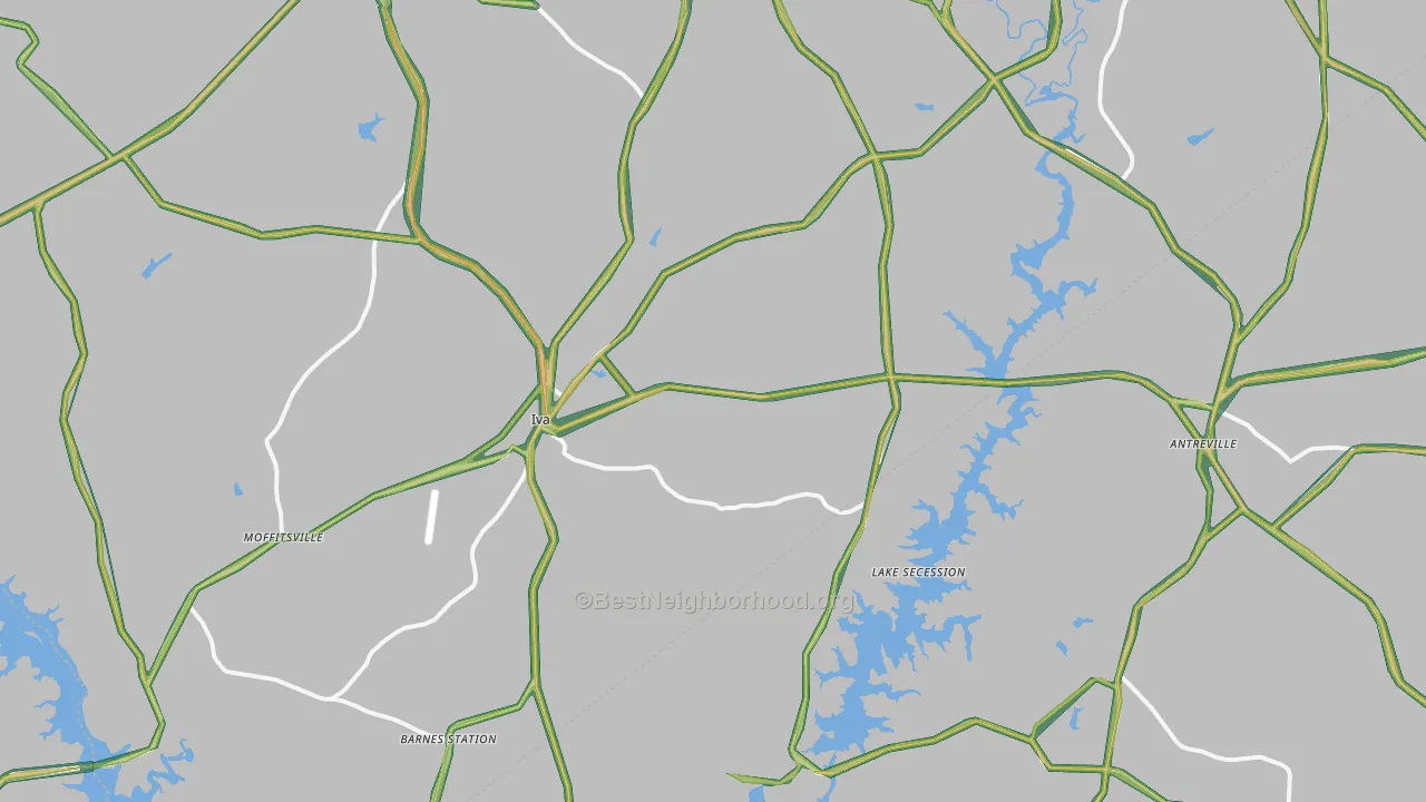 Iva, SC Map of Noise Levels in Iva