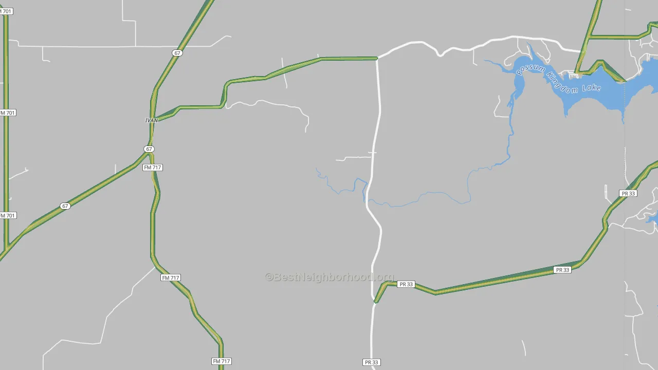 Ivan, TX Map of Noise Levels in Ivan