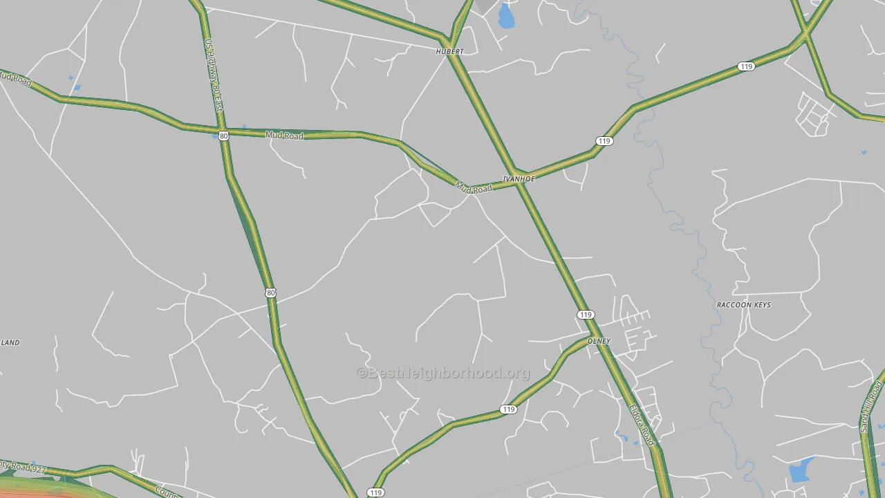 Ivanhoe, GA Map of Noise Levels in Ivanhoe
