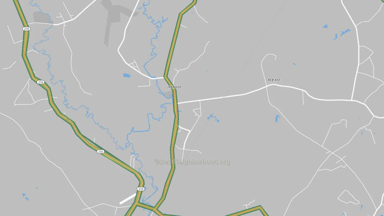 Ivanhoe, NC Map of Noise Levels in Ivanhoe